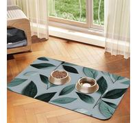 Mint Gray Leaf Pet Feeding Mat Bowl Mat Dog Mat Suitable For Dogs Cats Specific Pads Feeder