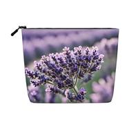 Mint Gray Leaf Printed Reusable Cosmetic Bag â€“ Travel Toiletry Organizer, Zipper Pouch for Makeup Accessories, Lavender Flower, One Size