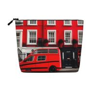 Mint Gray Leaf Printed Reusable Cosmetic Bag â€“ Travel Toiletry Organizer, Zipper Pouch for Makeup Accessories, London Street, One Size