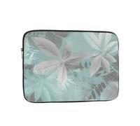 Mint Gray Leaves Laptop Case 15 inch, Shockproof Protective Computer Sleeve Cover Water Resistant Laptop Bag Carrying Tablet Cover Briefcase Handbags Gifts for Men Women