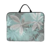 Mint Gray Leaves Laptop Case Sleeve 14 inch Shockproof Protective Notebook Case Travel Laptop Bag with Handle Waterproof Computer Cover Briefcase Handbags for Men Women
