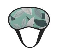 Mint Gray Leaves Print Adults Soft Washable Eye Mask for Light Blocking Nap Face Sleeping Travel Cover