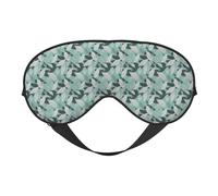 Mint Gray Leaves Print Soft Eye Mask Beneficial Block Light Nap Night Use Travel Camping Meditation Yoga