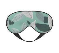 Mint Gray Leaves Print Soft Eye Mask with Adjustable Strap Sleep Shade Cover for Airplane Travel Nap