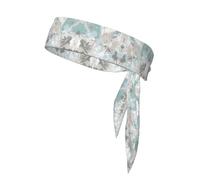 Mint Gray Leaves Unisex Sports Head Tie - Double-Sided, Moisture-Wicking Workout Headband, Adjustable Knotted Band for Running, Yoga & Gym