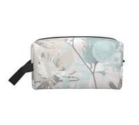 Mint Gray LeavesLarge Capacity Cosmetic Organizer，Travel Makeup Bag for Women