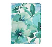 Mint Green and Blue Flowers Leather Passport Holders Travel Passport Wallet Document Organizer Holder Accessories Ultra Slim, Mint green and blue flowers, One Size