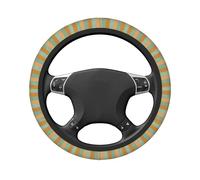 Mint Green And Clay Orange Vertical Stripes Car Stretch Steering Wheel Cover Universal 15 Inch,Anti-Slip Steering Wheel Covers, Breathable For Suvs Trucks