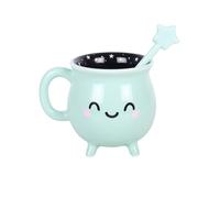 Mint Green Cauldron Mug with Wand Stirrer | Unique Witches Cauldron Cup
