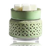 Mint Green Ceramic Wax Melt Burner Electric, Scented Candle Warmer with Dimmer Night, Safe Flameless Oil Burner for Essential Oils & Aromatherapy, UK Home Gift for Living Room & Bedroom