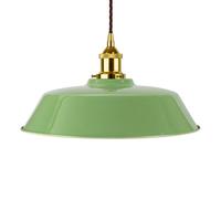 Mint Green Chancery Painted Dome Pendant Light With Gold Lamp Holder And Brown Twisted Cable - Se Home