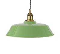 Mint Green Chancery Painted Dome Pendant Light With Matt Antique Brass Lamp Holder And Black Twisted Cable - Se Home