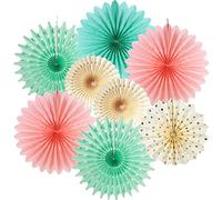 Mint Green Cream Pink Paper Fans Decorations Kit Hanging Paper Fold Fans for Weddding Baby Shower Bridal Shower Princess Mint Birthday Party Decorations 8pcs