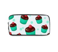 Mint Green Cupcakes Back to School Pencil Case with Zip Up School Pencil Cases Pen Organiser Cute Things Secondary High College Sixth Form Stationery Gifts for Women Men