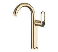 Mint Green Curved Basin Faucet Set Tall & Short Universal Rotating Design Bathroom Hot & Cold Water Supply Zirconium Gold Finish Stylish & Functional