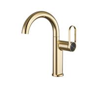 Mint Green Curved Basin Faucet Set Tall & Short Universal Rotating Design Bathroom Hot & Cold Water Zirconium Gold Finish Stylish & Functional