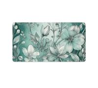 Mint Green Floral Desk Mat 40X75cm, Non-Slip Rubber Base with Stitched Edges, Waterproof Desk Pad for Keyboard & Mouse, Large Mouse Pad for Office Gaming