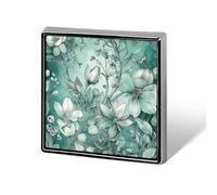 Mint Green Floral Lapel Pin Square Metal Brooch Pin with Secure Pin Back Fashion Button Badge for Clothing, Hats, Bags Decoration