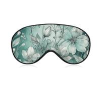 Mint Green Floral Sleep Mask for Women Men, Soft Eye Mask with Adjustable Strap for Sleeping, Light Blocking Travel Blindfold for Nap Comfortable Eye Cover for Home Office
