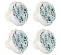 Mint Green Gray Sage Dusty Blue Eucalyptus Selection Cabinet Knobs, 35mm Round Glass Knobs for Dressers and Drawers, Decorative Handles Pulls for Home Kitchen Bedroom, 4 Pack