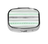Mint Green Gray Watercolour Stripes,Meta Pill Box 2 Compartment Medicine Case,Portable Organizer,Rectangle Meta Portable Organizer Pill Box 429 Compartment Medicine Case