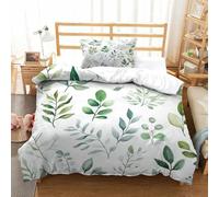 Mint Green, Green Branches, Flowers Duvet Cover Set 2 Pcs Hotel Quality Quilt Cover Bedding Bed Covers with Pillowcases with Zipper Closure Ultra Soft Anti Allergic Microfiber Single（135x200cm）
