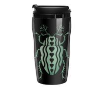 Mint Green Heart Stag Beetle Travel Mug with Lid Coffee Cup 250ml