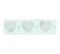 Mint Green Hearts Border - Silver Love Hearts Glitter - Glitz Girls - Girls Room Bedroom Nursery - Contemporary Modern Versatile - Wallpaper Paste The Paper