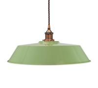 Mint Green Large Chancery Painted Dome Pendant Light With Antique Copper Lamp Holder And Brown Twisted Cable - Se Home