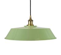 Mint Green Large Chancery Painted Dome Pendant Light With Matt Antique Brass Lamp Holder And Black Twisted Cable - Se Home