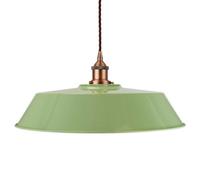 Mint Green Large Chancery Painted Dome Pendant Light With Matt Antique Copper Lamp Holder And Brown Twisted Cable - Se Home