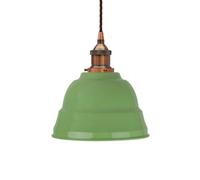 Mint Green Lincoln Painted Dome Pendant Light With Antique Copper Lamp Holder And Brown Twisted Cable - Se Home