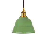 Mint Green Lincoln Painted Dome Pendant Light With Antique Gold Lamp Holder And Brown Twisted Cable - Se Home