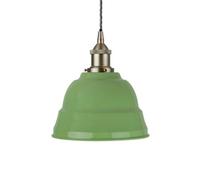 Mint Green Lincoln Painted Dome Pendant Light With Brushed Chrome Lamp Holder And Grey Twisted Cable - Se Home