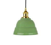 Mint Green Lincoln Painted Dome Pendant Light With Gold Lamp Holder And Black Twisted Cable - Se Home