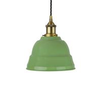 Mint Green Lincoln Painted Dome Pendant Light With Matt Antique Brass Lamp Holder And Black Twisted Cable - Se Home
