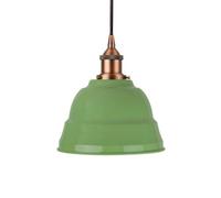Mint Green Lincoln Painted Dome Pendant Light With Matt Antique Copper Lamp Holder And Black Round Cable - Se Home