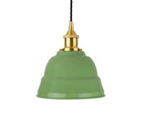 Mint Green Lincoln Painted Dome Pendant Light With Polished Brass Lamp Holder And Black Twisted Cable - Se Home