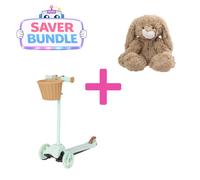 Mint Green Mini Cruiser + Bella & Bee Soft Plush Bunny Rabbit Bundle