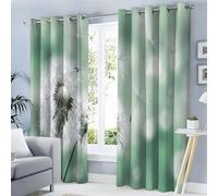 Mint Green Natural Dandelion Seeds Curtains Blackout, 66X72 Inch 2 Panels, Plant Landscape Pattern Black Out Curtains, Home Decor, 72 Drop Eyelet Window Drapes For Bedroom, Living Room