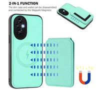 (mint green, Redmi A4 5G) Magsafe 2 in 1 Detachable Huawei Wallet Case with Card Holder Magnetic Kickstand PU Leather Flip Cover For Honor X6B X7B X8B X9B Honor200 Play 8T