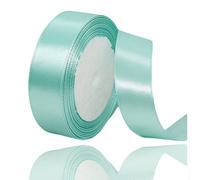 Mint Green Ribbon 25mm, 23 Meters Satin Fabric Present Ribbon for Crafting, Gift Wrapping, Balloons, Floral Bouquet, Cake Decoration, Hair Bows, Sewing, Baby Shower and Wedding Party