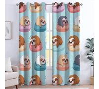 Mint Green Sloth Blackout Curtains for Bedroom 43 inch Long 2 Panels Cartoon Cute Sleeping Sloth 3D Print Patterned Curtains for Living Room Eyelet Thermal Insulated Darkening Window Drapes, 39W x 43L