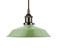 Mint Green Small Trinity Metal Painted Dome Pendant Light With Black Nickel Lamp Holder And Brown Twisted Cable - Se Home