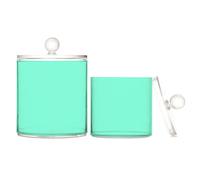 Mint Green Solid Color Pure Plain Clear Plastic Storage Containers with lid Dresser Essentials Decorative Dental Floss Storage Jar for Floss Picks,Paper Clips,2 Pack