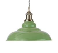 Mint Green St Edmund's Painted Dome Pendant Light With Brushed Chrome Lamp Holder And Grey Twisted Cable - Se Home