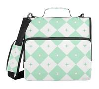Mint Green Star 1.5 Inch 3 Ringing Office Binder Organizer with Strap Multiple Pockets Document Binder Organizer for School and Office
