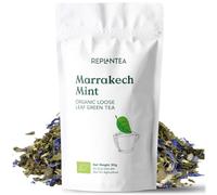 Mint Green Tea Organic Marrakech Mint 100g (50 Cups) | Green Loose Leaf Tea with Menta | Intense and Refreshing Aroma REPLANTEA