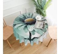 Mint Green Watercolor Daisy Printed Round Tablecloth,Dust-Proof Wrinkle Resistant Table Cover Washable Polyester Table Cloth For Kitchen Dining Room Farmhouse Picnic Indoor Outdoor(Round 60 Inch)