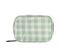 Mint - Green White Checked Modern Medical Bag with Detachable Compartments Attachable Weekly Pill Organizer for Purse